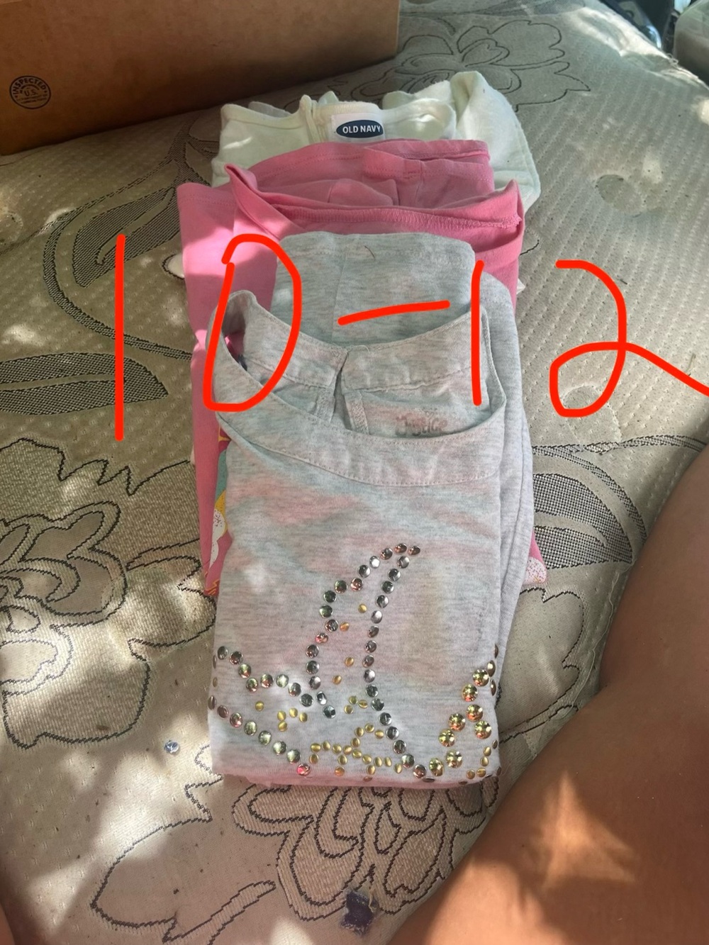 Old Navy Pink and Light Gray Girls' Leggings Set with Rhinestones